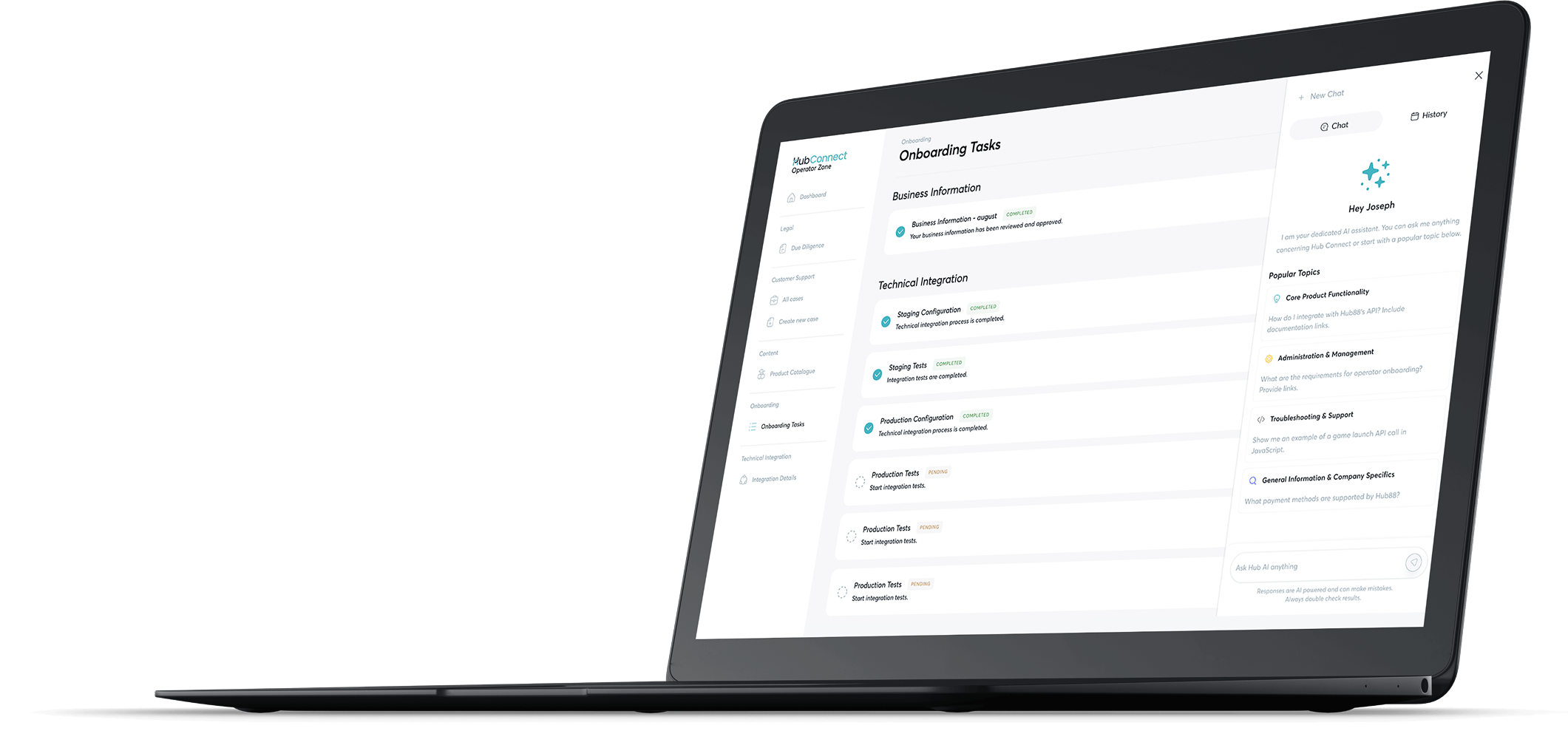 Hub AI Assistance Interface
